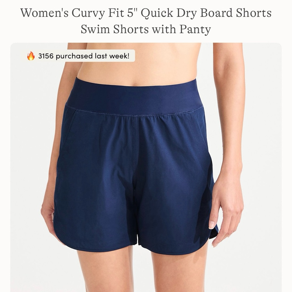 Women's Curvy Fit Quick Dry Board Shorts - Navy